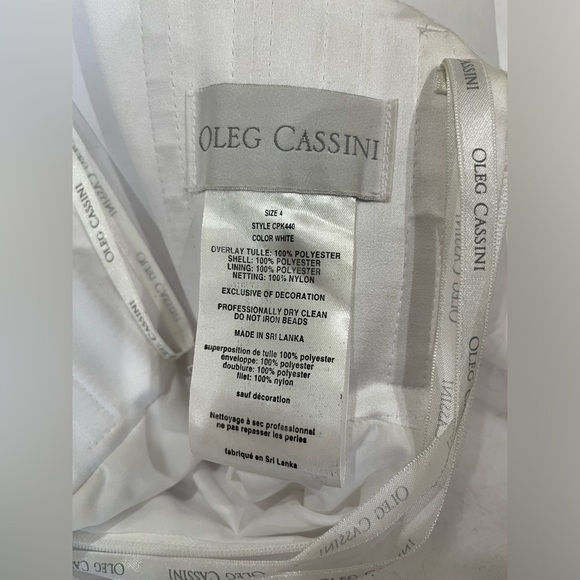 Oleg Cassini Strapless Wedding Dress with Beading A-line - Picture 4 of 14